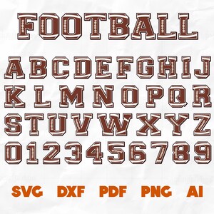 Football Font SVG: Varsity Letters & Numbers (Digital Files)