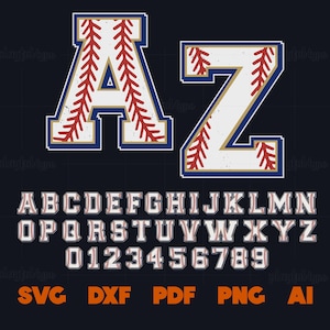 Baseball Alphabet SVG / Baseball Font Svg, College Team Varsity Font, Lettere e numeri di baseball / Taglia file per Cricut e Silhouette