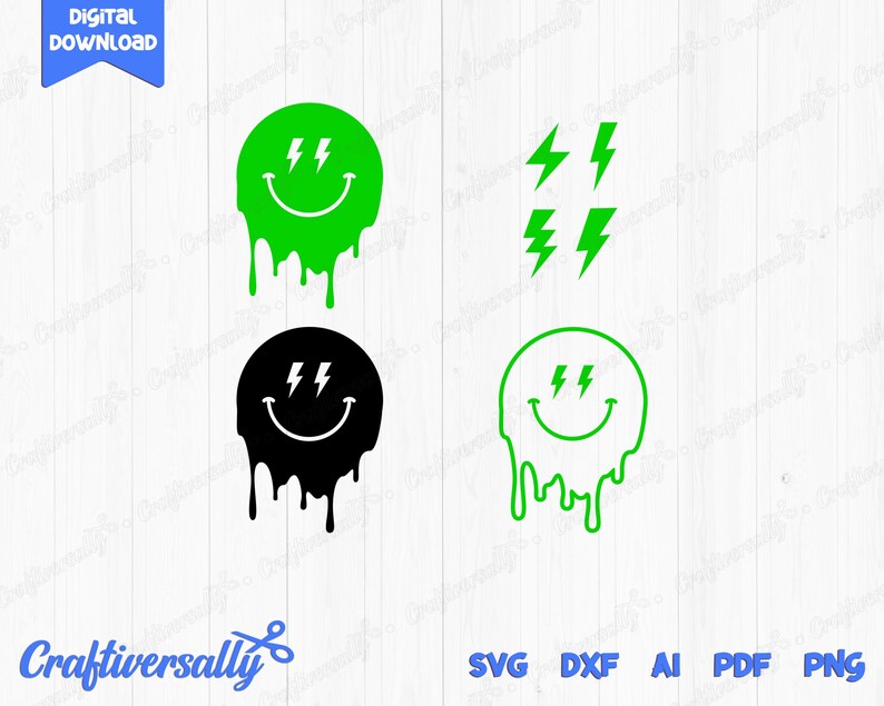 Melted Smiley Face SVG Bundle | Retro Emoji Cut Files - Etsy Canada