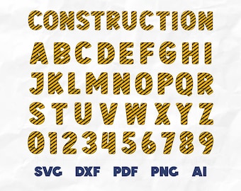 Construction Alphabet SVG: Stripes Font, Road Letters (Cut Files)