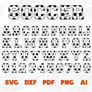 Fußball Alphabet SVG | Fußball Buchstaben und Zahlen | Schneide Dateien für Cricut und Silhouette