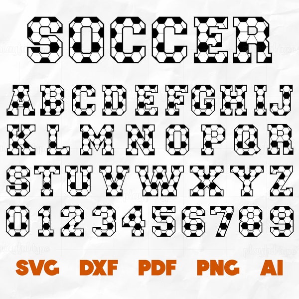 Soccer Alphabet SVG | Soccer Font Svg, Soccer Mom, College Varsity Font, Soccer Letters and Numbers | Cut files for Cricut and Silhouette