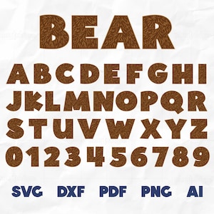 Bear Font SVG: Furry Alphabet & Numbers (Digital Download)