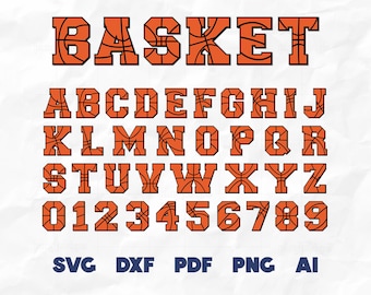 Basketball Font SVG: Alphabet, Numbers Clipart (Digital Files)
