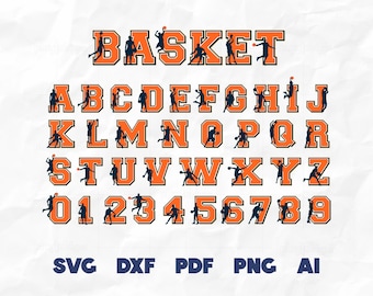 Basketball Font SVG: Player Clipart Alphabet (Cut Files)