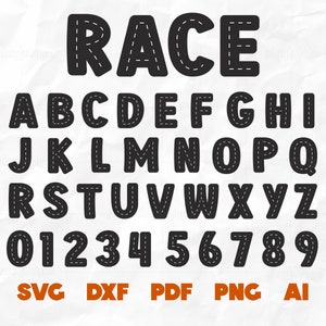 Racebaan SVG | Raceletters, wegnummers, racebaanalfabet, verjaardagsautobaannummers | Snijbestanden voor Cricut en Silhouette
