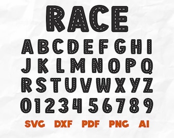 Race Track Letters & Numbers SVG: Car Birthday Alphabet (Digital Download)