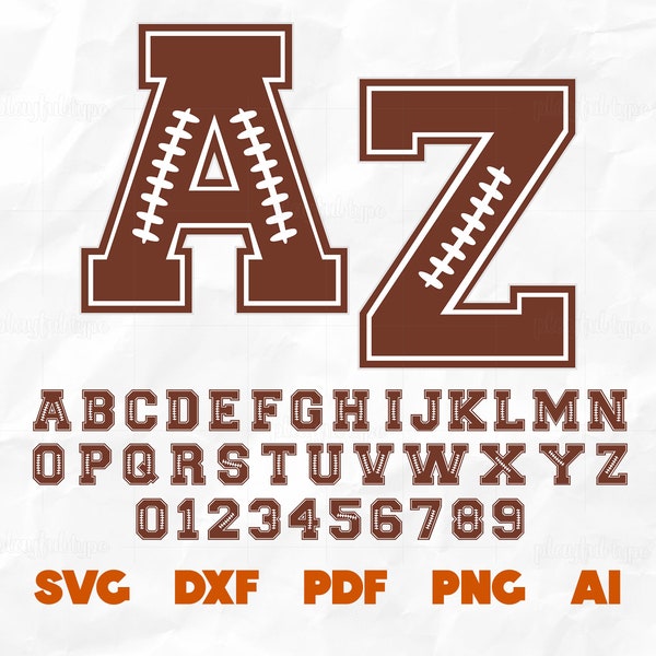 Football Alphabet SVG | Football Font Svg, College Varsity Font, American Football Letters and Numbers | Cut files for Cricut and Silhouette
