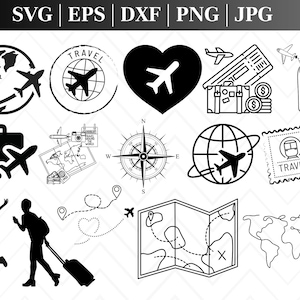 旅行 Svg バンドル、面白い旅行 SVG、旅行 SVG、旅行クリップアート、cricut 用の Svg ファイル、休暇 svg、シルエット