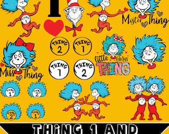 Thing 1 Thing 2 Svg Bundle,Thing 1 and Thing 2 Layered Svg .Png,Thing 1 Svg File for Cricut,instant download,