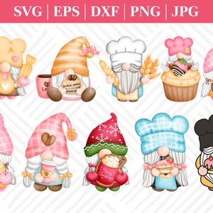 Cooking gnome svg, Chef gnome svg, Gnomes svg Kitchen, svg Baking gnome svg, arquivo de corte Gnome, clipart Gnome