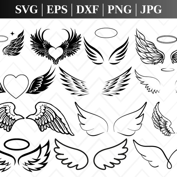 Angel wings SVG,Angel wing svg,Angel wings PNG,Wings shape,Wing Outline,DXF,Cut file,Cricut,Silhouette,Bundle,Vector,Instant download