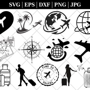 Pacote Svg de viagem, svg de viagem engraçado, svg de viagem, clipart de viagem, arquivos Svg para cricut, SVG de férias, silhueta