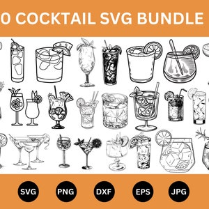 Pacchetto SVG cocktail, Cocktail Party SVG, Clipart cocktail, Cocktail PNG, Bevanda Svg, Pacchetto Png cocktail, Bicchiere Svg, File Svg cocktail