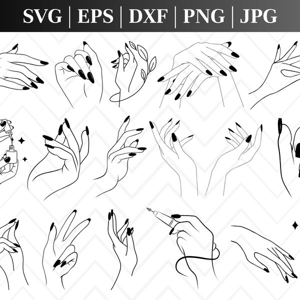 Nail Tech SVG Bundle, Nail Artist SVG Cut File, Girl Hand svg, Nail art Cut fichier, Vernis à ongles svg, Nail svg, Love Nails Shirt Print