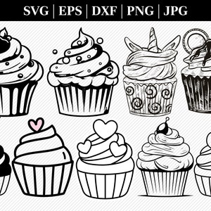 Cupcake SVG Bundle, Muffin SVG file for Cricut, Bakery cut file, Dessert Sweet cupcake, valentine muffin, silhouette, png, birthday cupcake