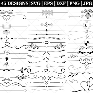 DIVISORES DE TEXTO SVG, Divisores de texto para Cricut, Imágenes Prediseñadas divisoras de texto, Florece Svg, Elementos decorativos Svg, Divisores de texto de boda Svg