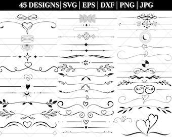 TEXT DIVIDERS SVG, Text Dividers For Cricut , Text Divider Clipart , Flourishes Svg, Decorative Elements Svg, Wedding Text Dividers Svg