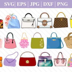Bolsos SVG, Paquete de bolsos SVG, Monedero SVG, Monedero de mano Svg, Moda Svg, Bolsos Svg, Bolso de mujer Cricut, Silueta de bolso, Archivo de corte de compras
