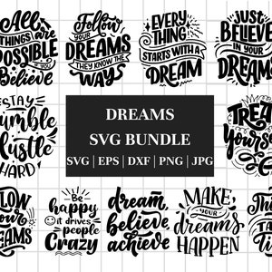 Pakiet Dreams SVG, pozytywne cytaty SVG, Dream Big SVG, inspirujące SVG, daj pakiet Dream Crafters SVG, pakiet Dream Crafters SVG