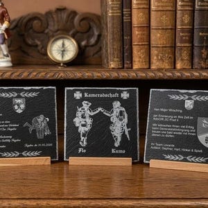 Bundeswehr Geschenk "individuelle Gravur auf Schiefer on Silberoptik"