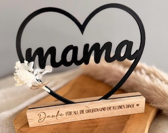 MUTTERTAG | Personalisiertes Geschenk Mama | Herz | Muttertagsgeschenk personalisiert | Geschenk Mama | Holzdeko mit Gravur | 3D Druck