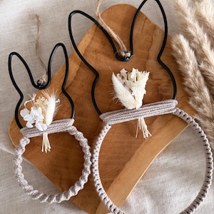 Makramee | Türkranz | Trockenblumen | Flower Hoop | Personalisiert | Boho | Geschenkidee I Osterhase | Frohe Ostern | Osterdeko | 20cm