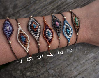 Adjustable Macrame Bracelet with Mystic Eye | Handmade Boho Jewelry