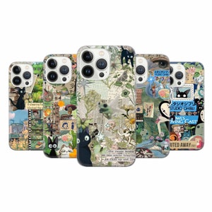Funda para teléfono con collage estético de tablero de estado de ánimo japonés para iPhone 16 Pro, 15, 14, 13, 12, 11, Google Pixel 9 Pro, 8, 7A, Samsung Galaxy S24