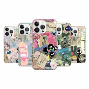 Funda de teléfono con collage estético con diseño de tablero de estado de ánimo japonés para iPhone 16 Pro, 15, 14, 13, 12, 11, Google Pixel 9 Pro, 8, 7A, Samsung S25, S24 FE
