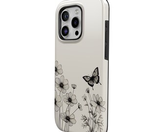 Minimalist floral Phone Case Outline art Cover for iPhone 15Pro, 14, 13, 12, 11, Google Pixel 8, 7A, 6A, Samsung S24Ultra, S23fe, S22, A54,