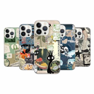 Funda para teléfono con collage estético de tablero de estado de ánimo japonés para iPhone 16 Pro, 15, 14, 13, 12, 11, Google Pixel 9 Pro, 8, 7A, Samsung Galaxy S24