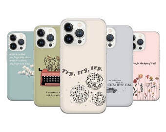 美しいテイラーの携帯電話ケース ミッドナイト スウィフト ソング カバー iPhone 16 Pro、15、14、13、12、11、Google Pixel 9 Pro、8、7A、Samsung Galaxy S24用