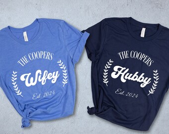 Camisetas personalizadas para esposa y esposo, camisetas de luna de miel a juego, camisetas personalizadas para esposo y esposa, camisetas personalizadas para señor y señora, camisetas para parejas
