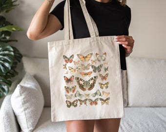 Vintage Butterfly Tote Bag for women, Cottagecore Butterfly Gift, Boho Bridesmaid Tote Bag, Butterfly Bag, Cute Tote bag gift for her