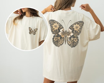 Vintage Butterfly shirt, Floral butterfly shirt, cottagecore fairycore tshirt, comfort colors oversized tee, butterfly lover gift