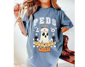 Halloween Pediatric Nurse Gift Shirt, PEDS nurse Boo boo crew Pediatric Nurse Tee, gift for nurse halloween ghost, halloween nurse shirt