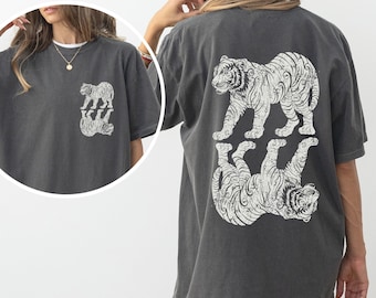 Vintage Tiger shirt front back, graphic tiger tee, aesthetic t shirt, oversized shirt, comfort colors, tiger lover, animal lover tshirt
