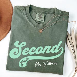 Comfort Colors Second Grade Teacher Shirt, Retro 2nd Grade Teacher Shirt, Personalized Teacher Shirt, Gift for Teacher Teams Shirt, Custom