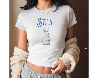 Silly Rabbit baby tee, y2k baby tee, 90s baby tee, funny baby tee y2k, Pinterest aesthetic clothing, 90s tshirt, cute rabbit tshirt