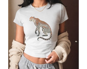 Vintage Graphic Cheetah baby tee, y2k baby tee, 90s baby tee, summer baby tee, Pinterest aesthetic clothing, 90s tshirt, aesthetic baby tee