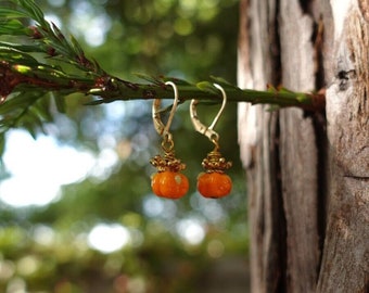 Mini Orange Pumpkin Earrings