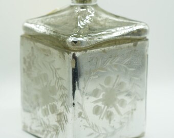 Vintage 5 Inch Mercury Glass Lidded Jar