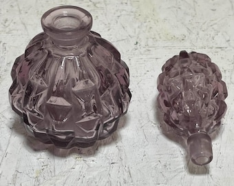 Vintage Lilac Perfume Bottle Art Home Deco Amethyst Glass