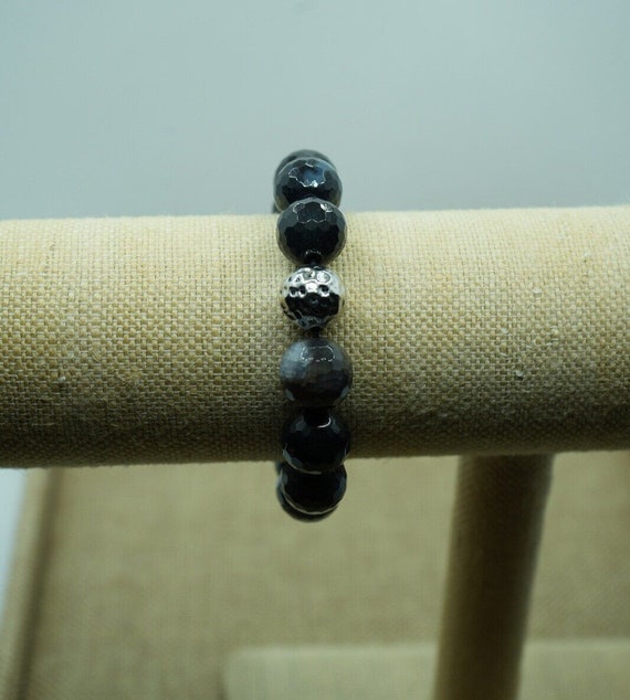 Dark Blue and SIiver Bead Bracelet - image 2