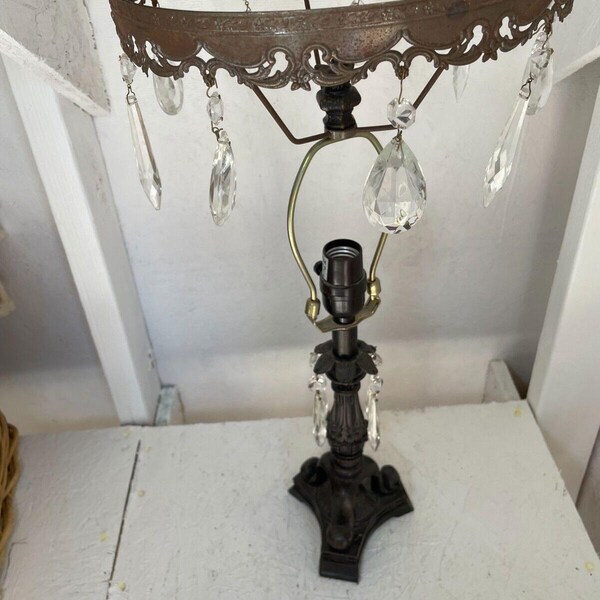 Vintage Ornate Gold Opal Marble Lamp Stand