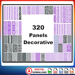 Panel Collection 320+ cnc files Panel Dxf SVG,Lightburn Art Library,Laser Cutting cnc plasma,laser cutting files,cnc patterns Stencil PANEL