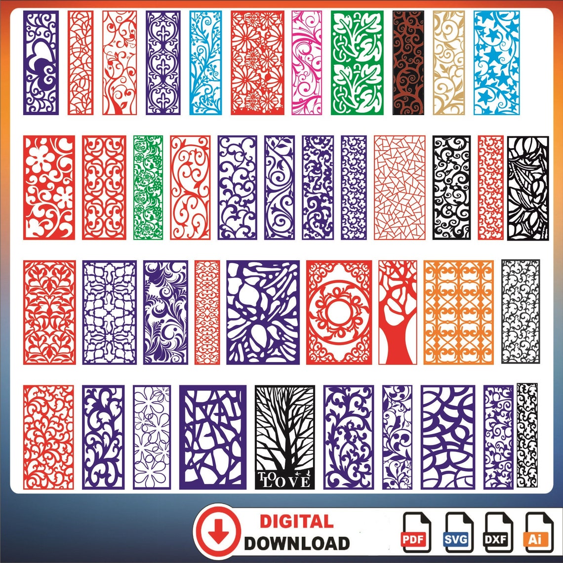 Dxf Shape Library Panel Collection 350+cnc Files Panel Dxf Svg,lightburn Art Library for ...