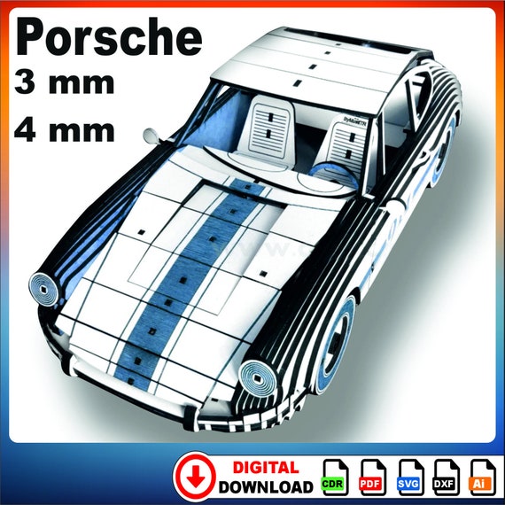 Laser Cutting, 3d Puzzle Porsche Wooden Car, Model Porsche Wooden