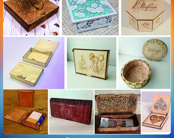 10pcs Laser Cutting Box Storage Container Wooden Box Svg Laser Cutting Boxes Ring Box Box With Lids openclipart